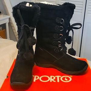 Sporto Black Suede Snow Boots